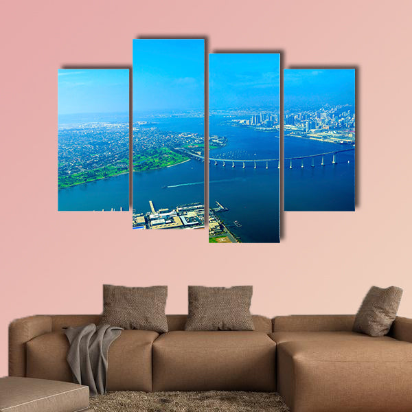 Aerial view of the Coronado island and bridge Multi panel canvas wall art