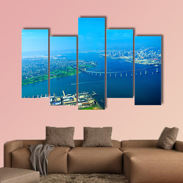 Aerial view of the Coronado island and bridge Multi panel canvas wall art