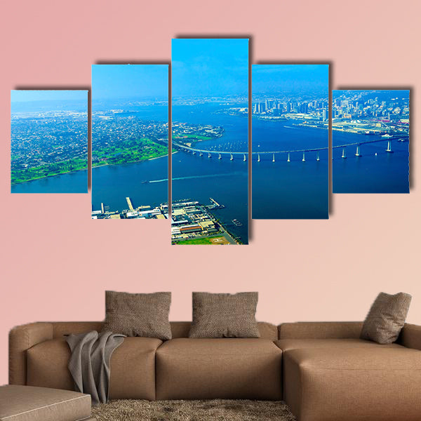 Aerial view of the Coronado island and bridge Multi panel canvas wall art