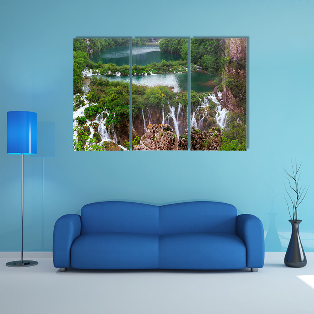 Waterfalls in Plitvice National Park, Croatia multi panel canvas wall art