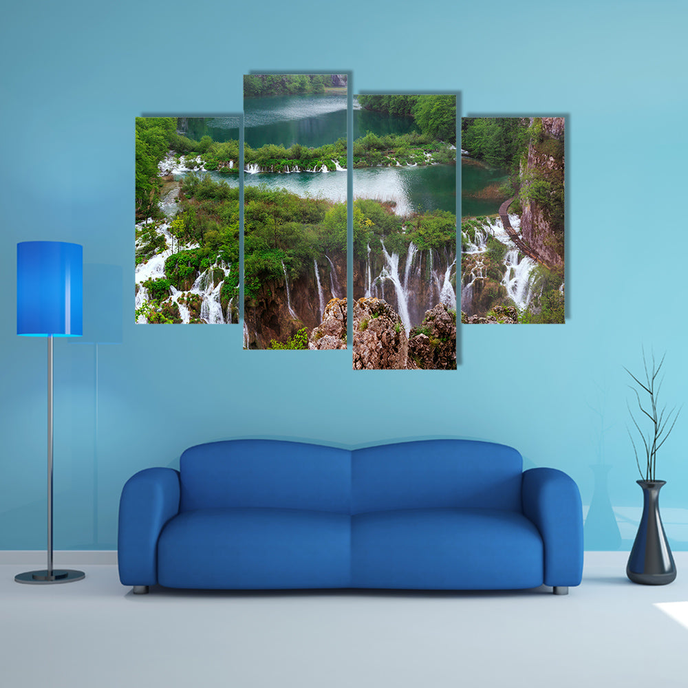Waterfalls in Plitvice National Park, Croatia multi panel canvas wall art