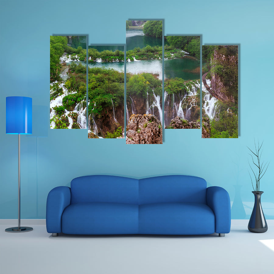 Waterfalls in Plitvice National Park, Croatia multi panel canvas wall art