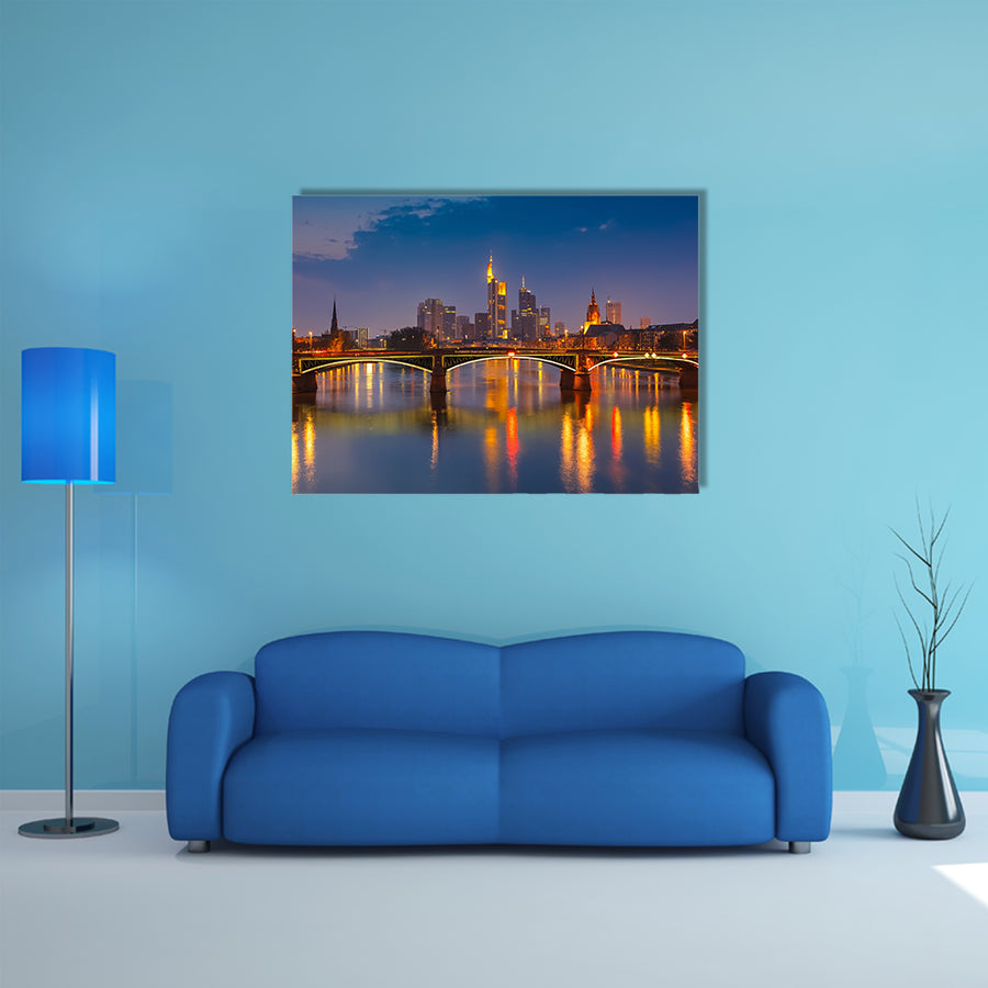 The beauty of the Frankfurt am Main at night, Germany Multi Panel Canvas Wall Art