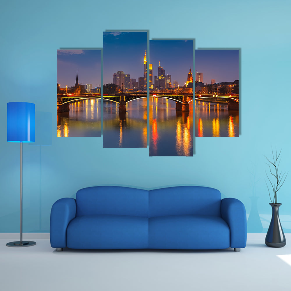 The beauty of the Frankfurt am Main at night, Germany Multi Panel Canvas Wall Art