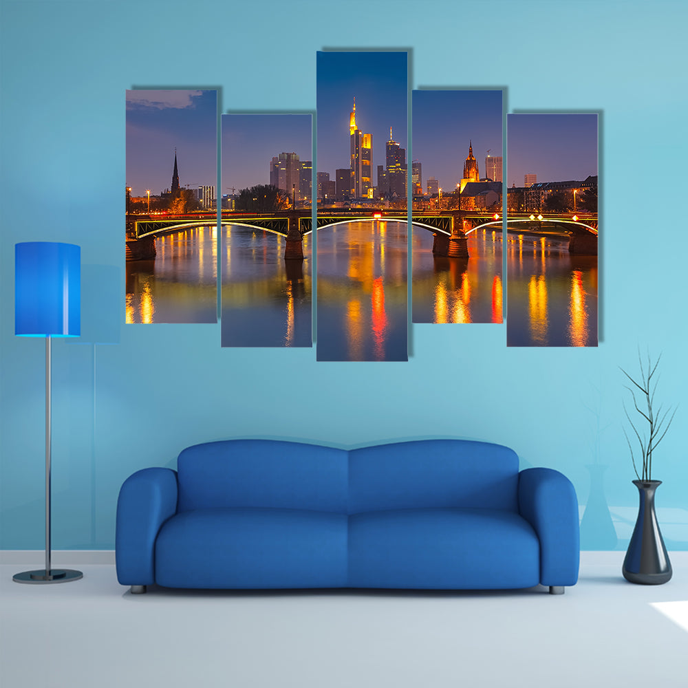 The beauty of the Frankfurt am Main at night, Germany Multi Panel Canvas Wall Art