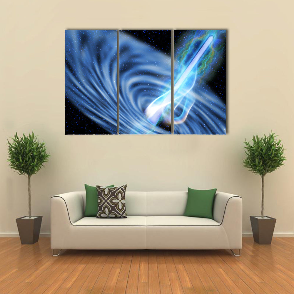 A Stellar Black Hole Emits Streams of Plasma from its Event Horizon Multi Panel Canvas Wall Art