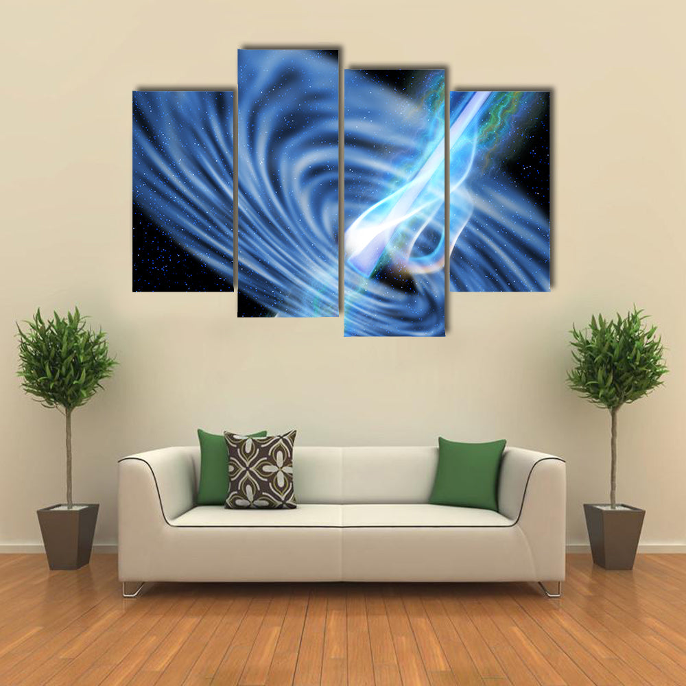 A Stellar Black Hole Emits Streams of Plasma from its Event Horizon Multi Panel Canvas Wall Art