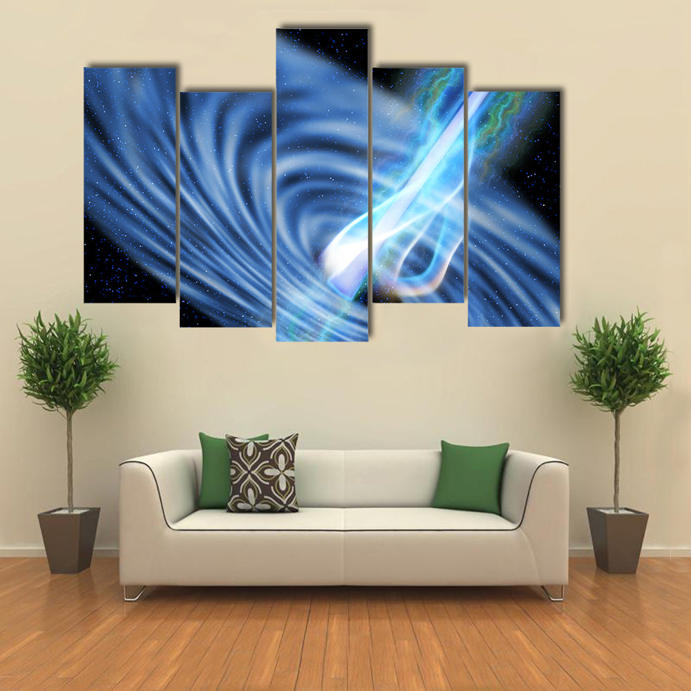 A Stellar Black Hole Emits Streams of Plasma from its Event Horizon Multi Panel Canvas Wall Art
