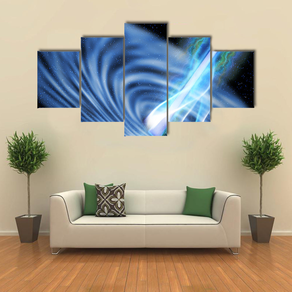 A Stellar Black Hole Emits Streams of Plasma from its Event Horizon Multi Panel Canvas Wall Art
