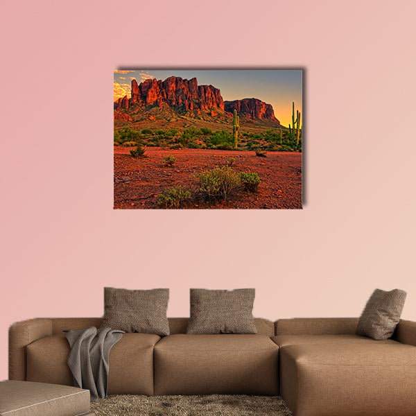 Sunset view of the desert and mountains near Phoenix, Arizona, canvas wall art
