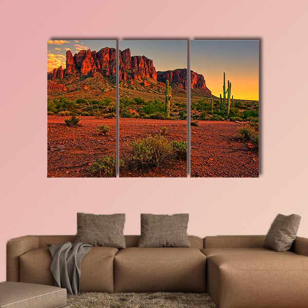 Sunset view of the desert and mountains near Phoenix, Arizona, canvas wall art