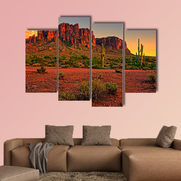 Sunset view of the desert and mountains near Phoenix, Arizona, canvas wall art