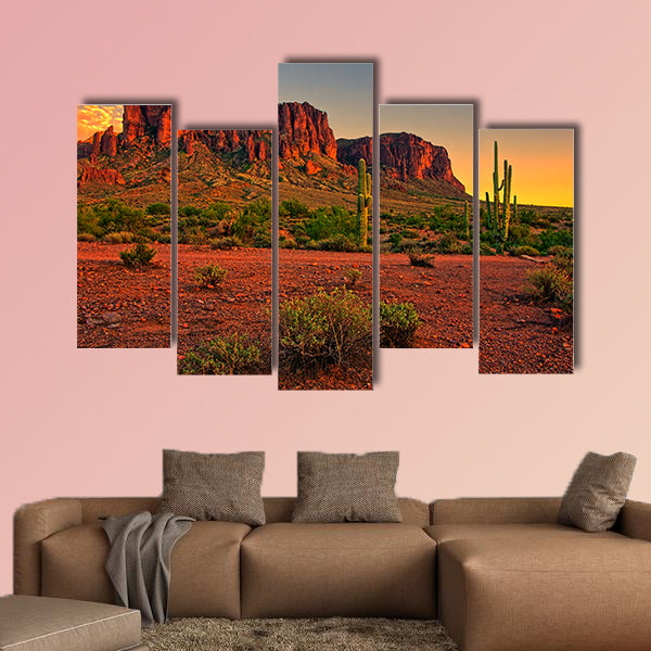 Sunset view of the desert and mountains near Phoenix, Arizona, canvas wall art
