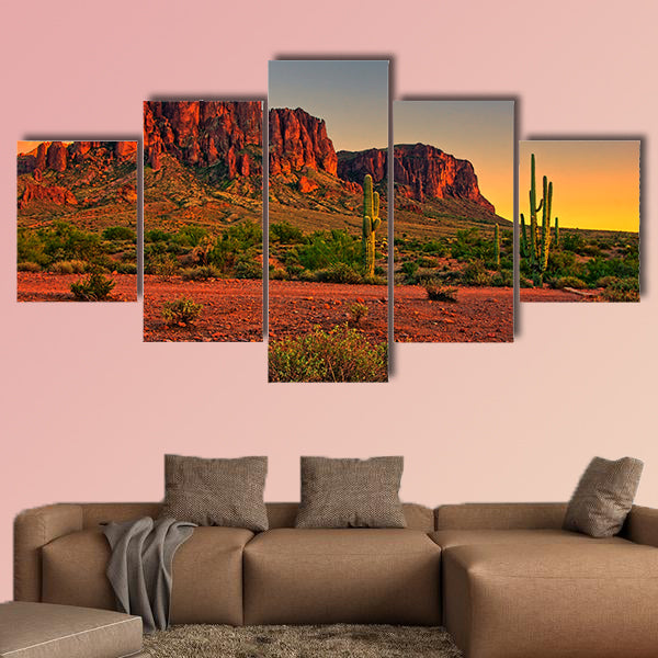 Sunset view of the desert and mountains near Phoenix, Arizona, canvas wall art