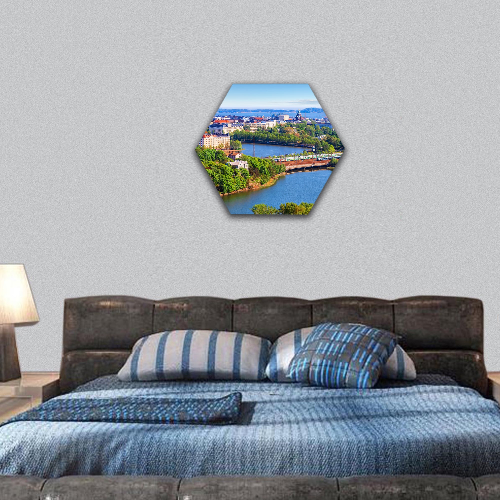 Old Town architecture in Helsinki, Finland hexagonal canvas wall art