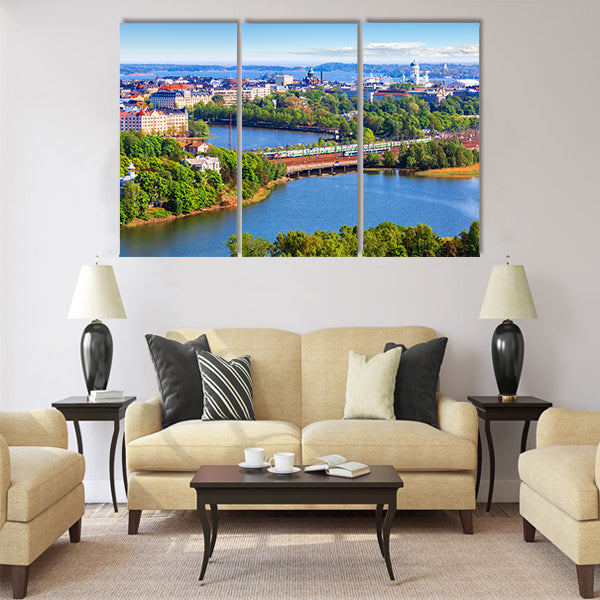 Scenic summer aerial panorama Multi panel canvas wall art
