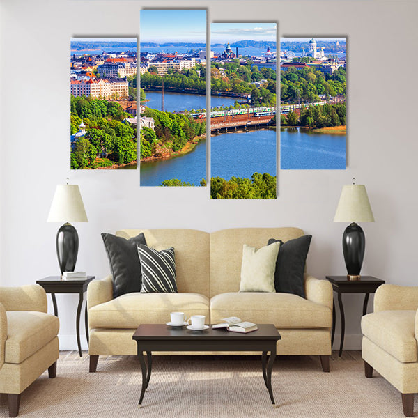 Scenic summer aerial panorama Multi panel canvas wall art