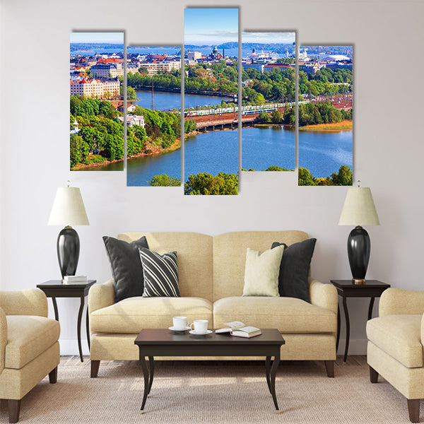 Scenic summer aerial panorama Multi panel canvas wall art