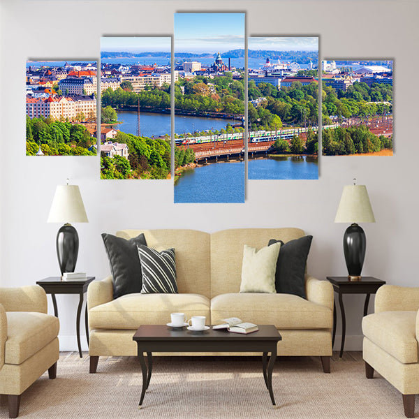 Scenic summer aerial panorama Multi panel canvas wall art