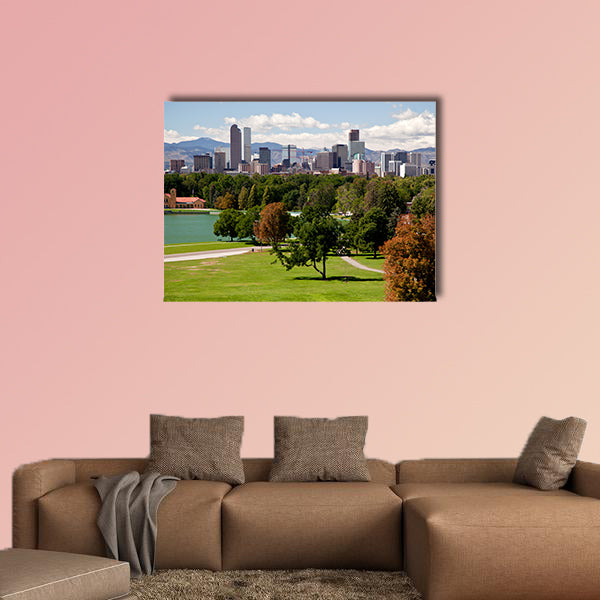 View on Denver skylight in fall multi panel canvas wall art