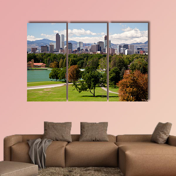 View on Denver skylight in fall multi panel canvas wall art