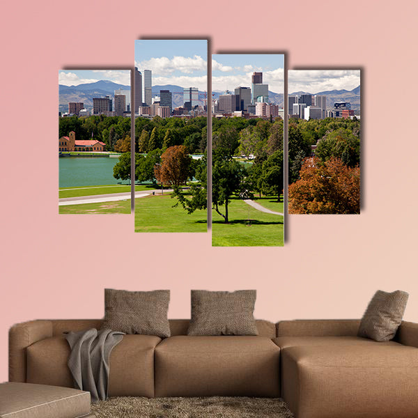 View on Denver skylight in fall multi panel canvas wall art