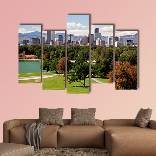 View on Denver skylight in fall multi panel canvas wall art