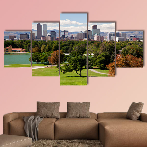View on Denver skylight in fall multi panel canvas wall art