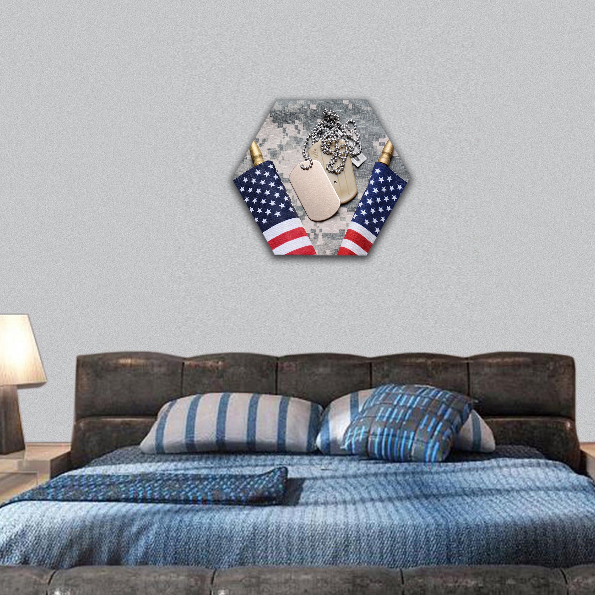 American Flags hexagonal canvas wall art