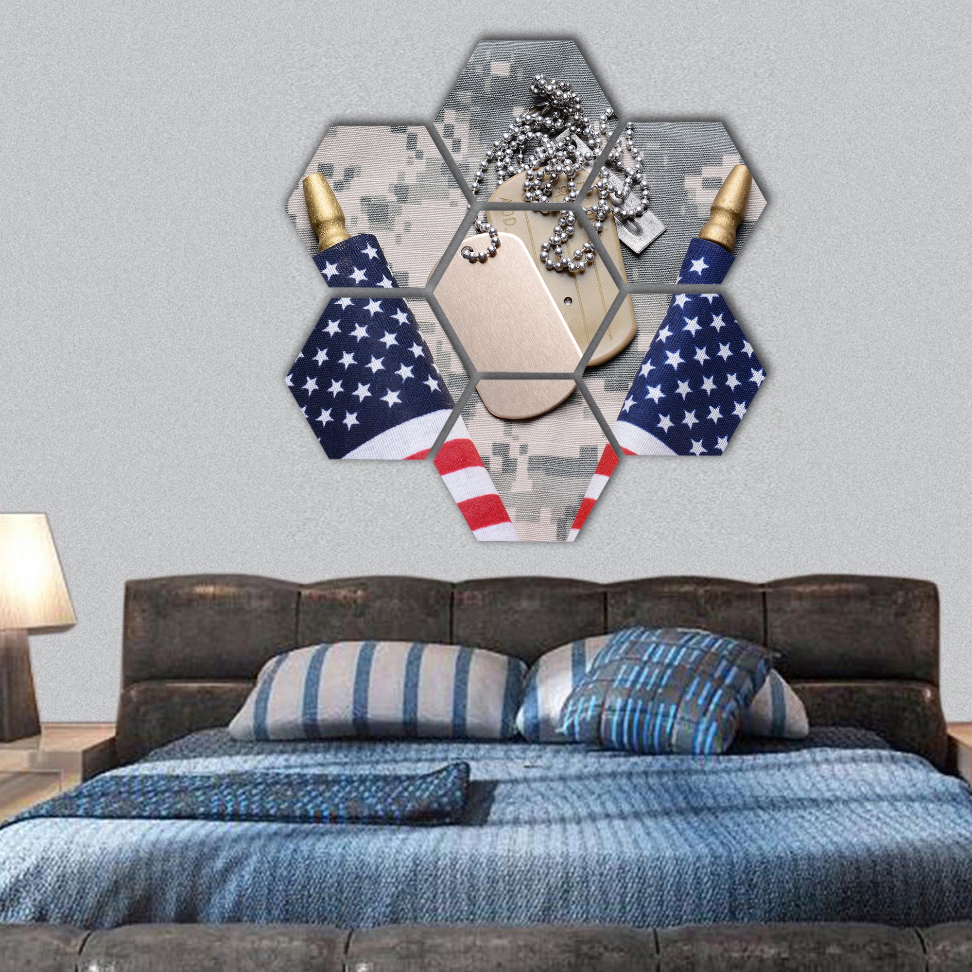 American Flags hexagonal canvas wall art