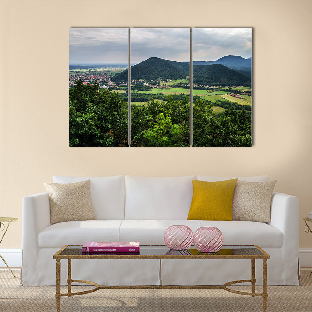 The Panoramic view of Alsace mountains from the top of hill Multi panel Canvas Wall Art