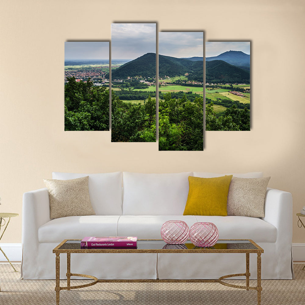 The Panoramic view of Alsace mountains from the top of hill Multi panel Canvas Wall Art