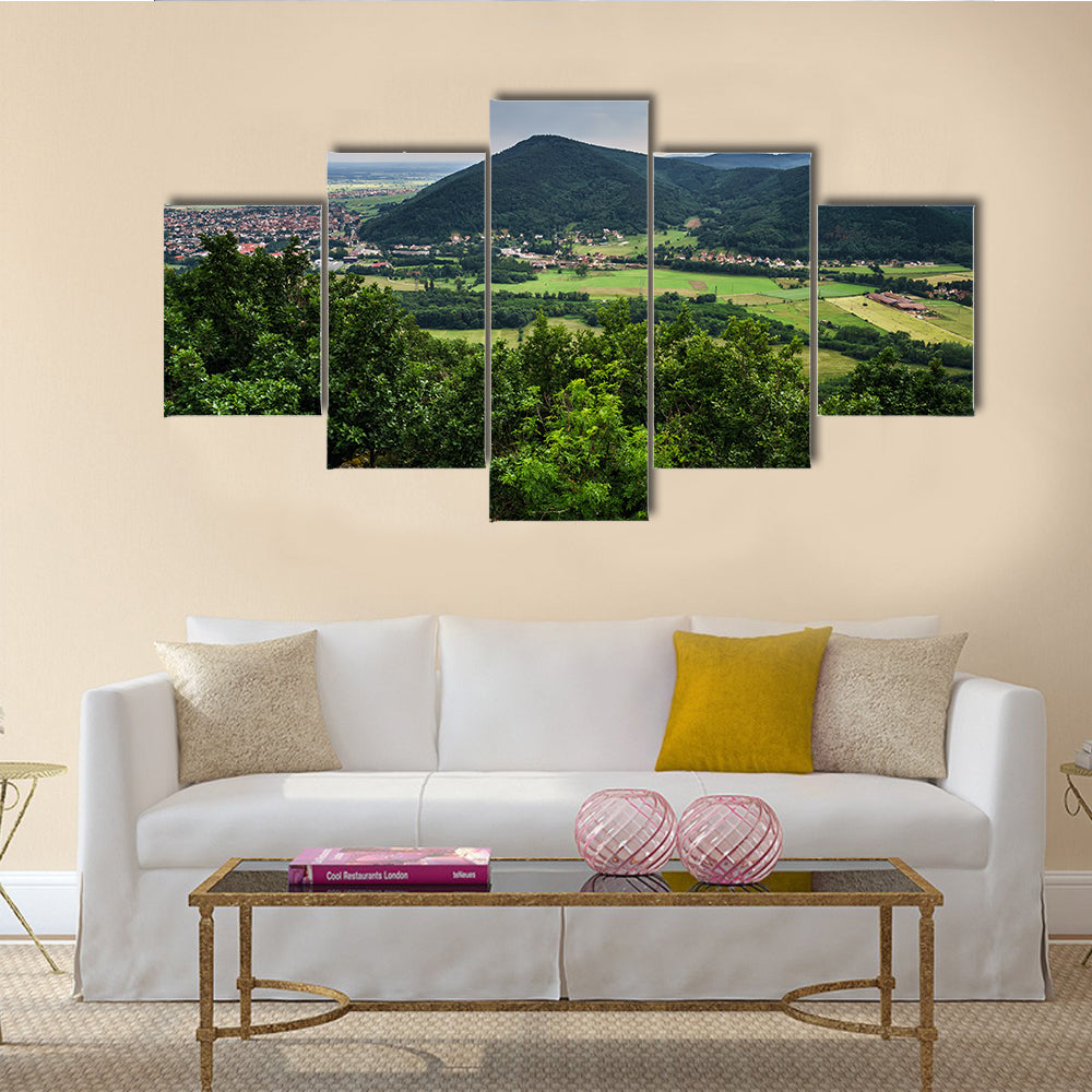 The Panoramic view of Alsace mountains from the top of hill Multi panel Canvas Wall Art