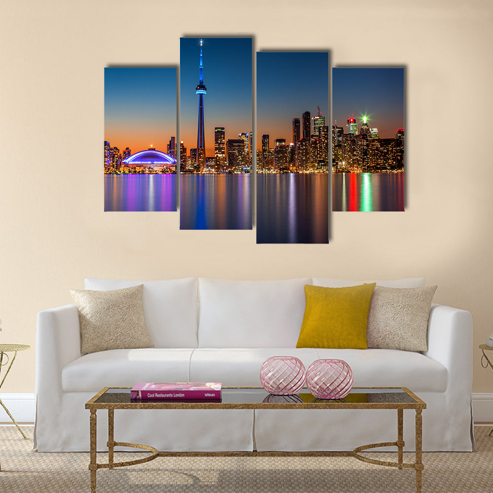 Toronto skyline at dusk Multi panel canvas wall art