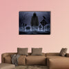 Faceless angel of death in loose overall among graves in the cemetery multi panel canvas wall art