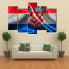 Croatian Flag Fabric With Waves Multi Panel Canvas Wall Art