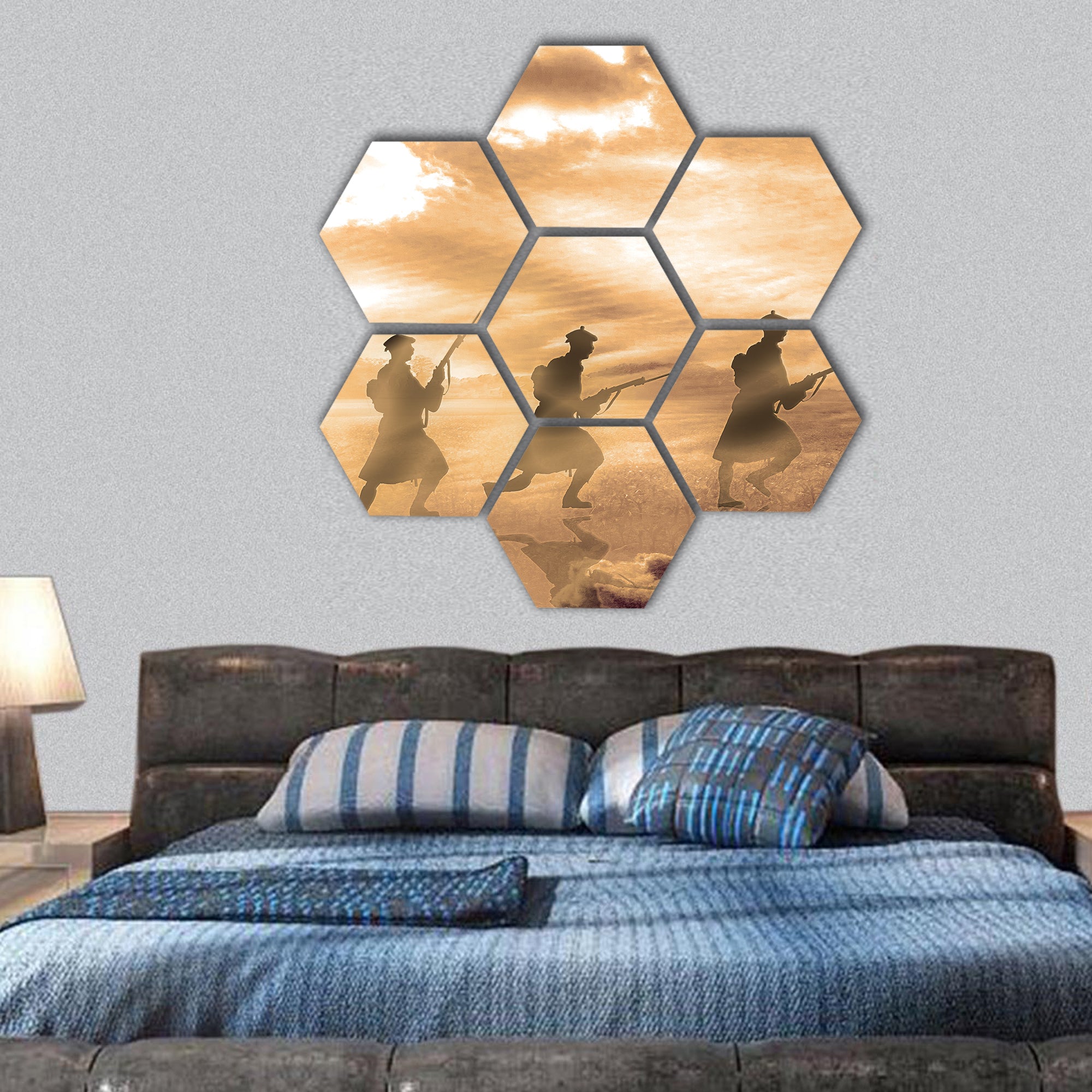 World war one in Belgium hexagonal canvas wall art