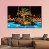 Tropical swimming pool in night view multi panel canvas wall art