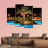 Tropical swimming pool in night view multi panel canvas wall art