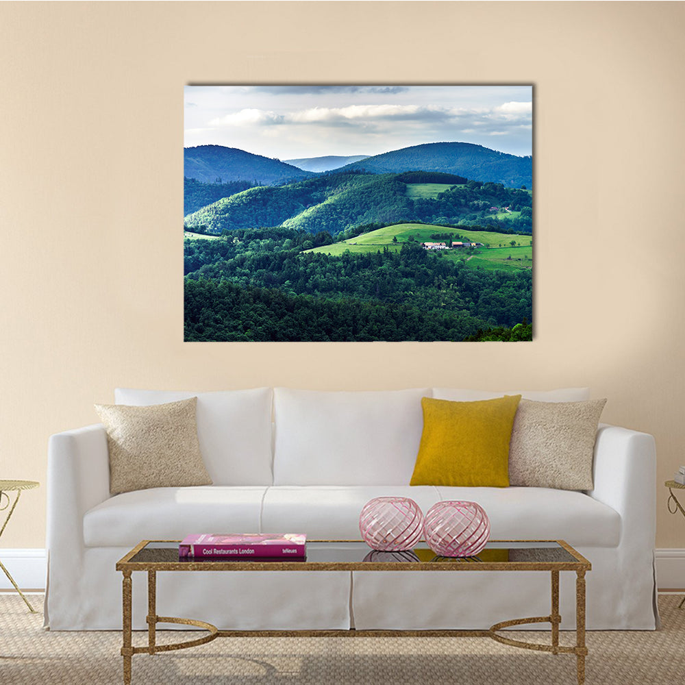 The green hills of Alsacea, French mountains at summer Multi Panel Canvas Wall Art