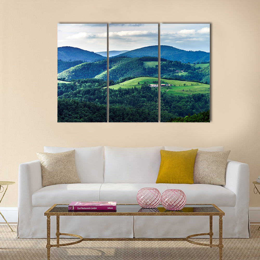 The green hills of Alsacea, French mountains at summer Multi Panel Canvas Wall Art