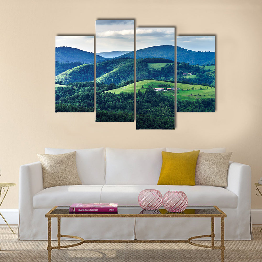 The green hills of Alsacea, French mountains at summer Multi Panel Canvas Wall Art