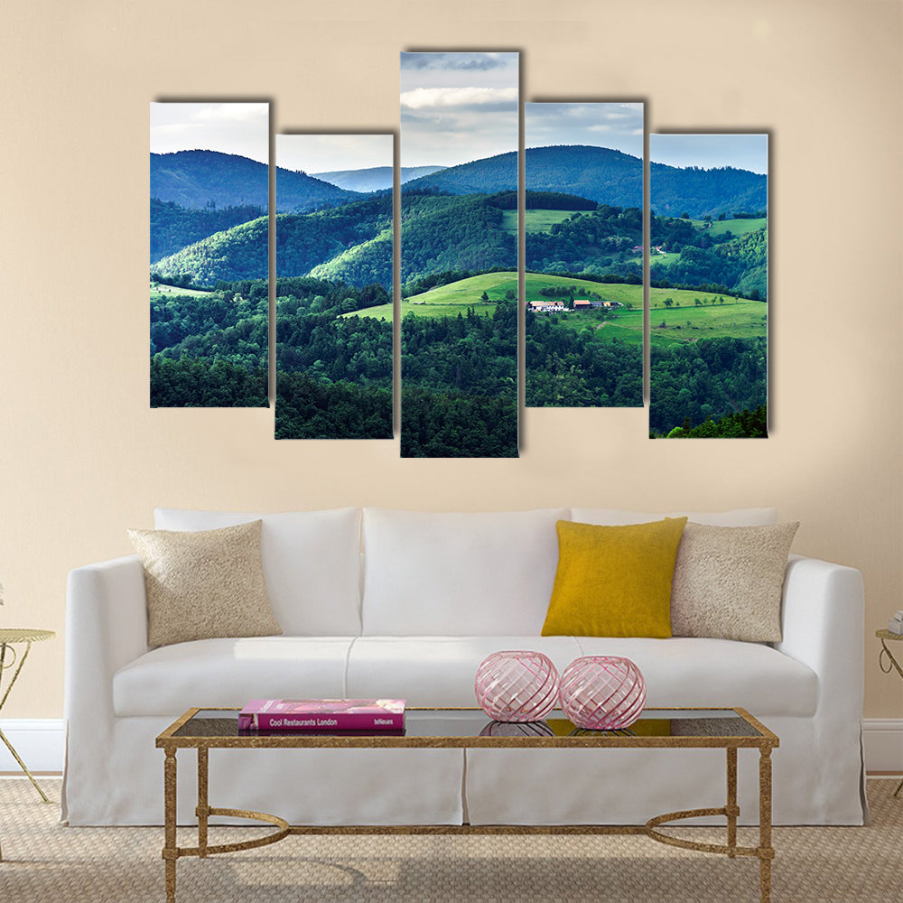 The green hills of Alsacea, French mountains at summer Multi Panel Canvas Wall Art