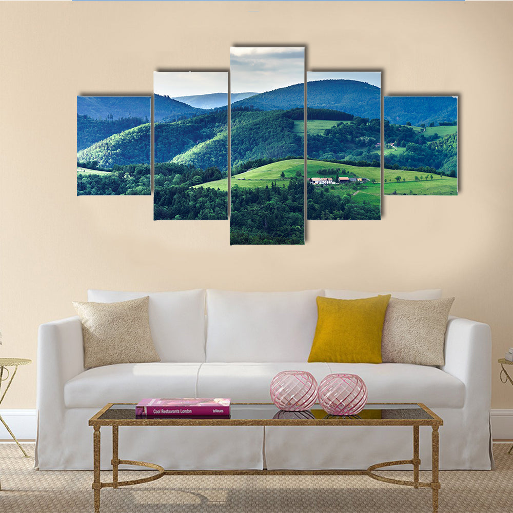 The green hills of Alsacea, French mountains at summer Multi Panel Canvas Wall Art