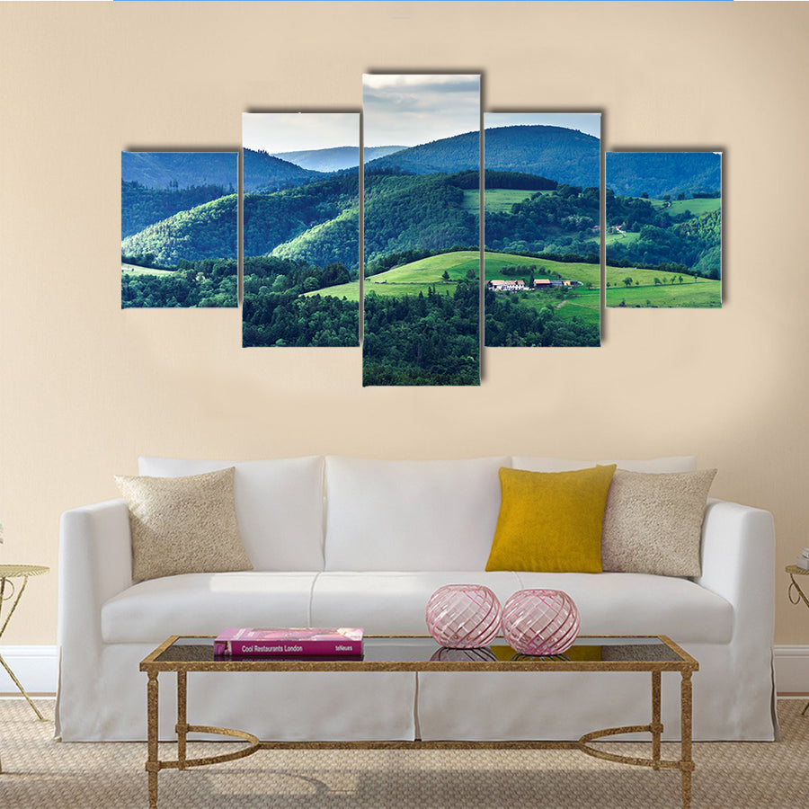 The green hills of Alsacea, French mountains at summer Multi Panel Canvas Wall Art
