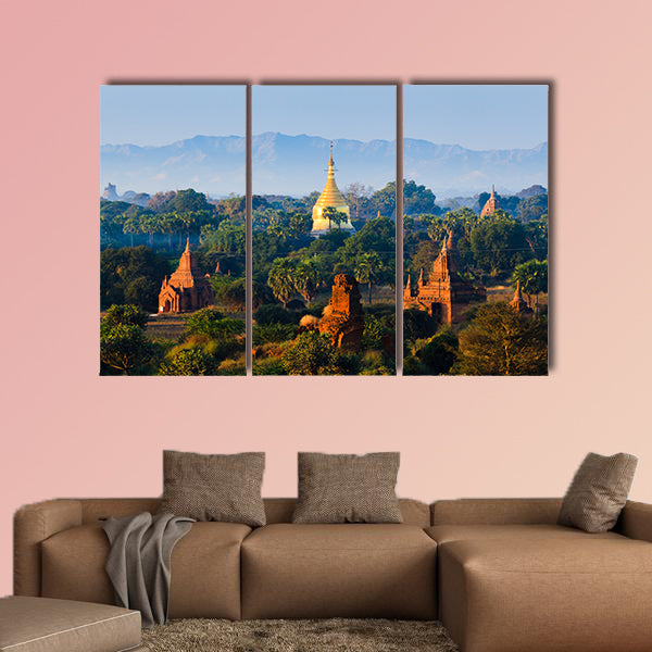 The Temples of, Bagan, Pagan, Mandalay, Myanmar multi panel canvas wall art