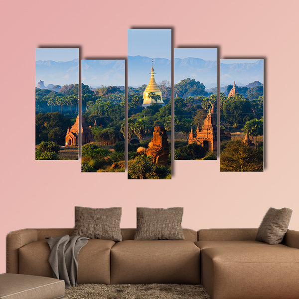 The Temples of, Bagan, Pagan, Mandalay, Myanmar multi panel canvas wall art