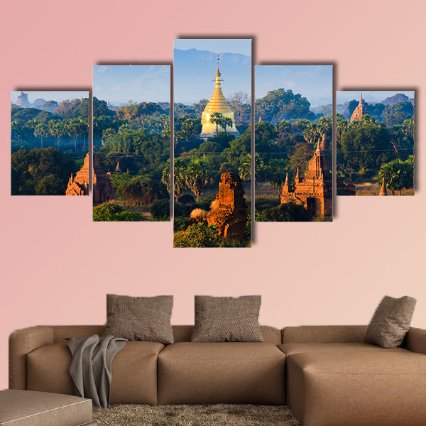 The Temples of, Bagan, Pagan, Mandalay, Myanmar multi panel canvas wall art