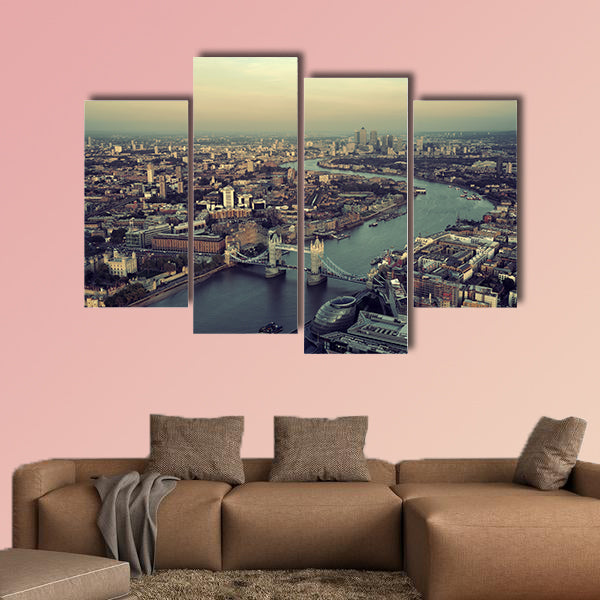 London rooftop view panorama at sunset with urban architectures wall art