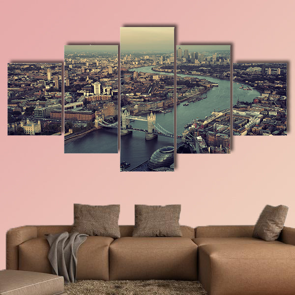 London rooftop view panorama at sunset with urban architectures wall art